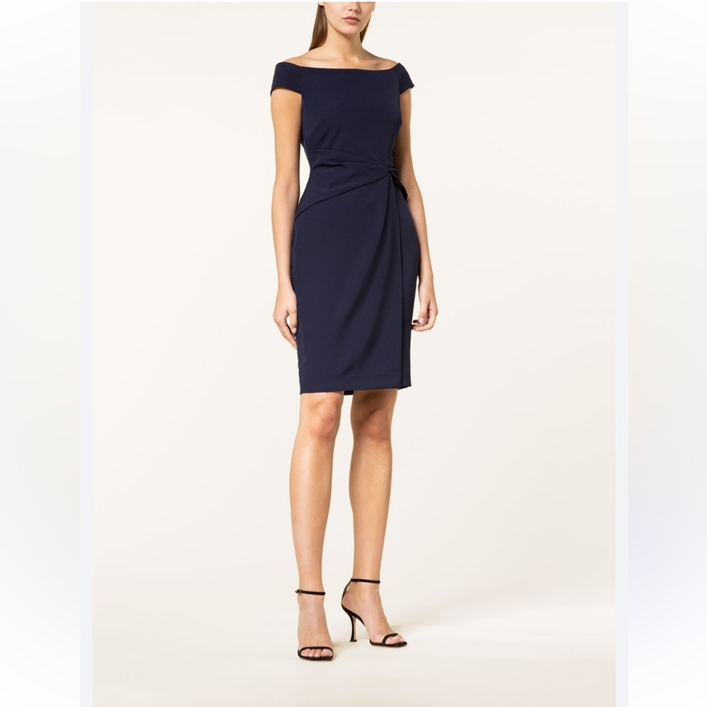 Lauren by Ralph Lauren crepe off the shoulder purple dress